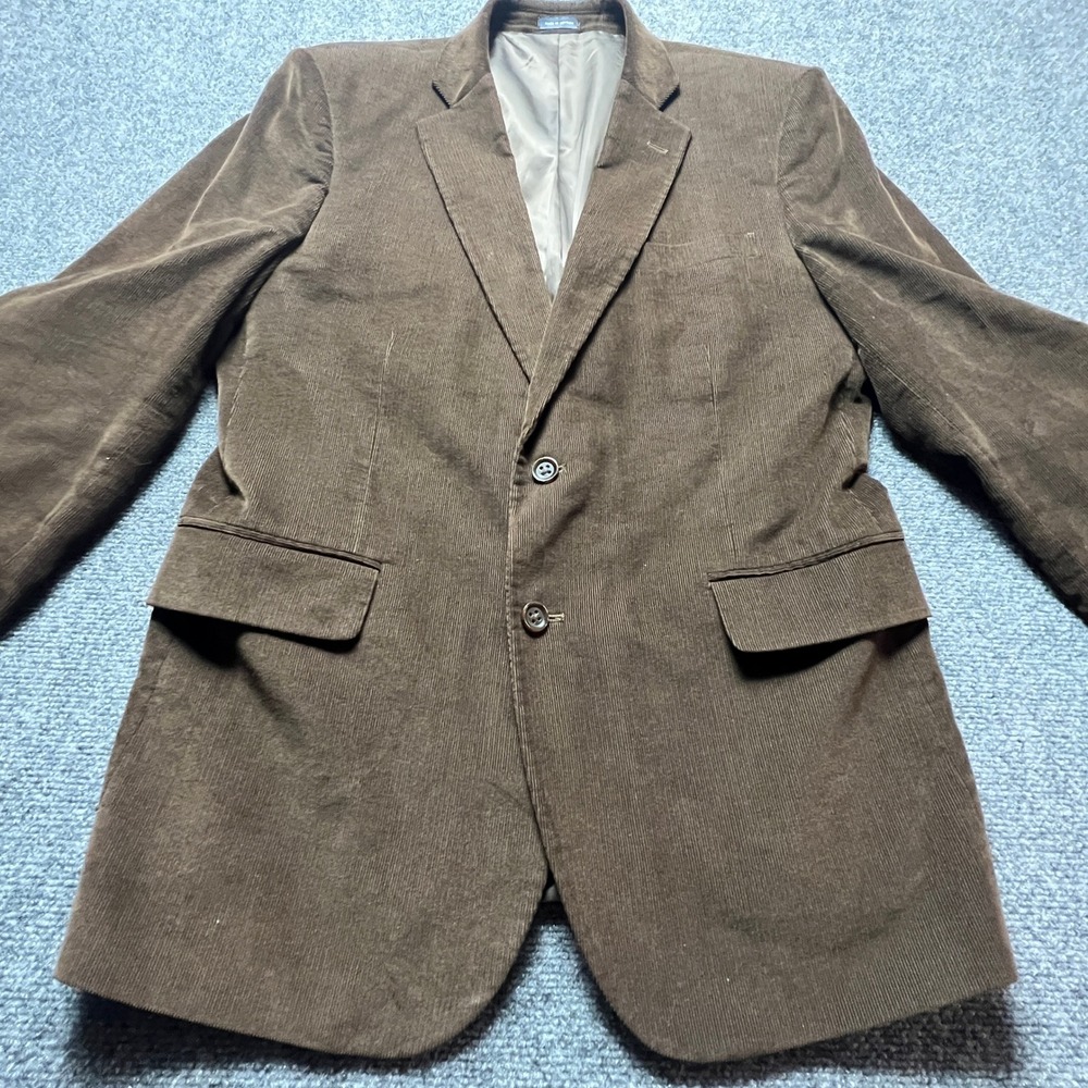 Stafford Signature Mens 44R Brown Corduroy Blazer Sportcoat Elbow Patches Jacket - Picture 3 of 16